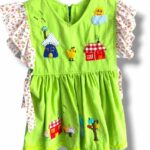 Vestido verde bordado de niña F53-100