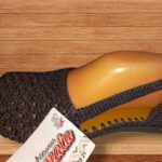 Zapato plano dama tejido a mano tono cafe 70 F(50)- Artesanías Jumalu