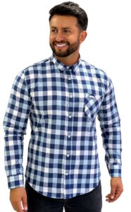 camisa manga larga hombre azul